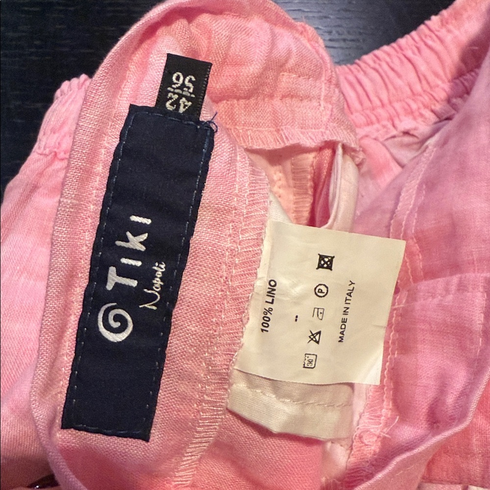 Pink Drawstring Linen Shorts - Picture 2 of 3
